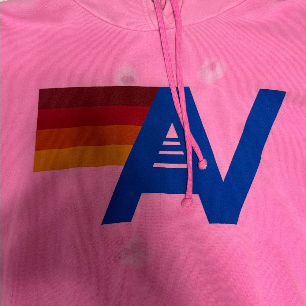 Aviator Nation Pink Logo Pullover Relaxed Hoodie *FLAWED* - Picture 3 of 6